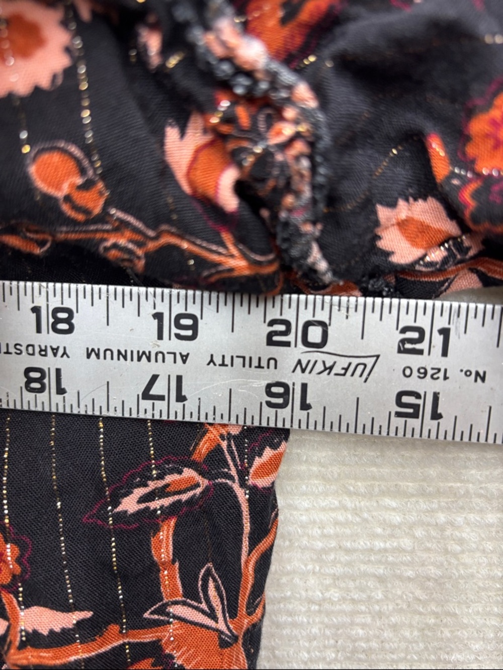 Jennifer & Grace | large boho Ruffle Long-Sleeve Blouse - Black with Rust Floral - Picture 3 of 5
